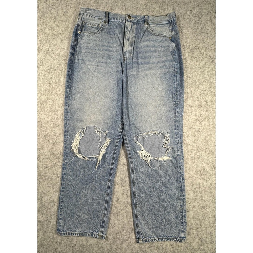 American Eagle Outfitters Jeans Womens 18 Light Wash‎ High Rise Distressed Denim